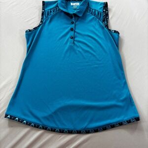 Greg Norman ML75 Play Dry Sleeveless Golf Polo‎ Shirt Medium M Blue